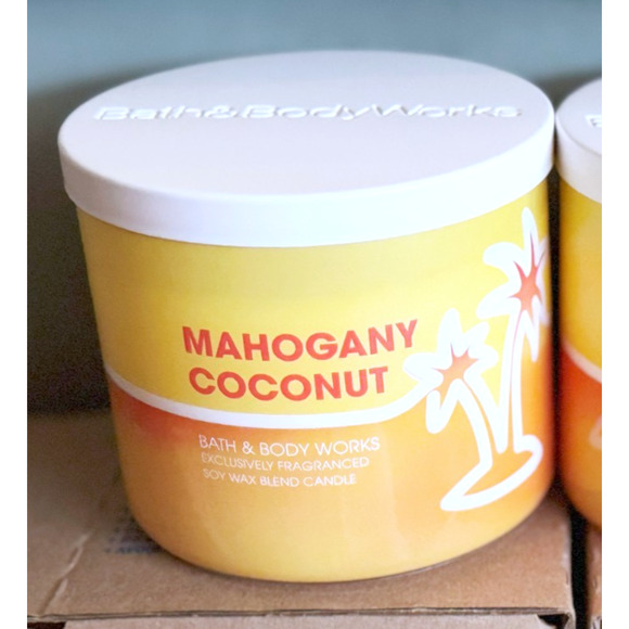 Lot of 2 Bath & Body Works Mahogany Coconut Large 3-Wick Candle 14.5oz - Picture 2 of 5